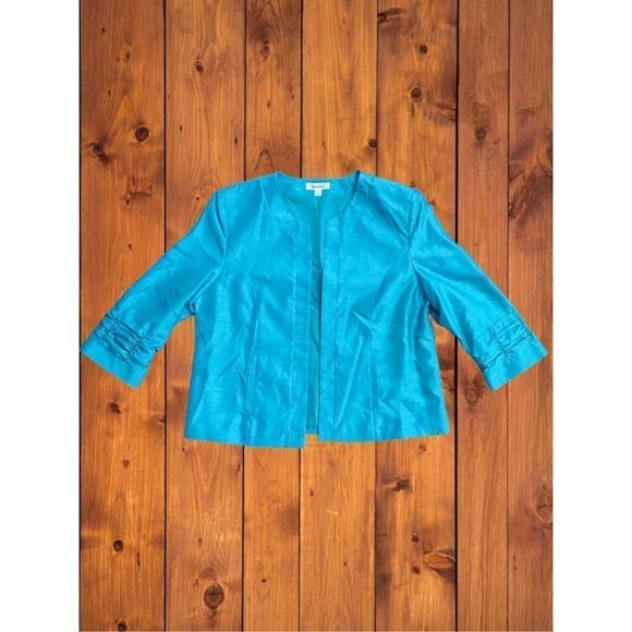 Dressbarn Women’s Size Large Turquoise Open Front Blazer Business Casual GUC - Picture 8 of 13